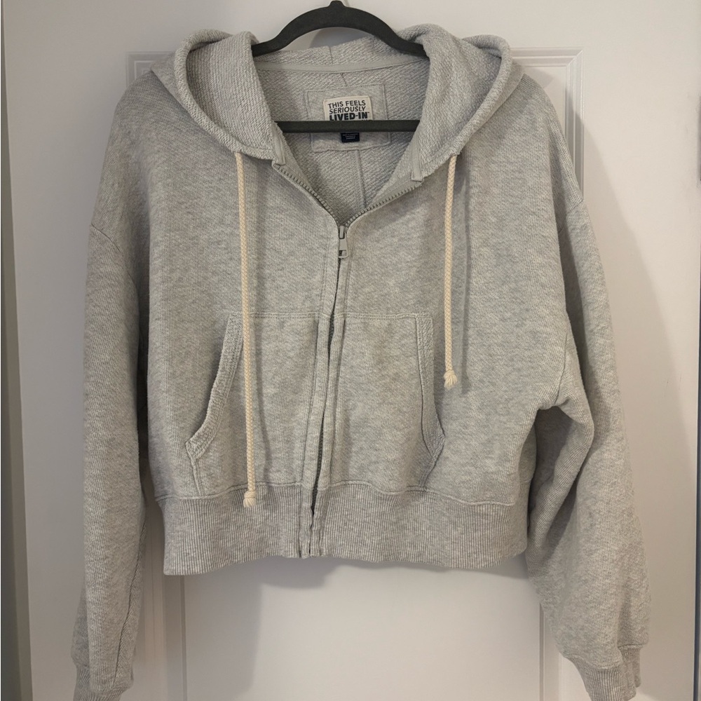 American Eagle cropped zip hoodie